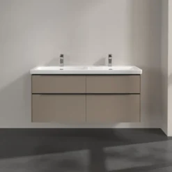 V&b subway 3.0 servantskap 127x57 f/dobbel servant taupe håndtak i volcano black
