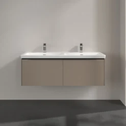 V&b subway 3.0 servantskap 127x42 f/dobbel servant taupe håndtak i volcano black
