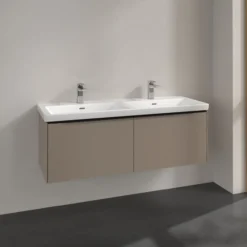 V&b subway 3.0 servantskap 127x42 f/dobbel servant taupe håndtak i volcano black