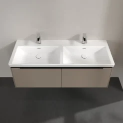 V&b subway 3.0 servantskap 127x42 f/dobbel servant taupe håndtak i volcano black