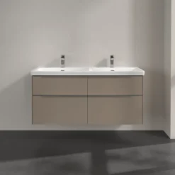 V&b subway 3.0 servantskap 127x57 f/dobbel servant taupe m/lys håndtak i krom