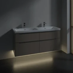 V&b subway 3.0 servantskap 127x57 f/dobbel servant taupe m/lys håndtak i krom