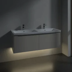 V&b subway 3.0 servantskap 127x42 f/dobbel servant taupe m/lys håndtak i krom