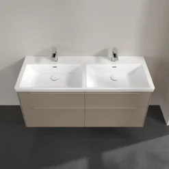 V&b subway 3.0 servantskap 127x57 f/dobbel servant taupe m/lys håndtak i møbelets farge