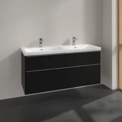 V&b subway 3.0 servantskap 127x57 f/dobbel servant volcano black håndtak i krom