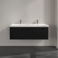 V&b subway 3.0 servantskap 127x42 f/dobbel servant volcano black håndtak i krom