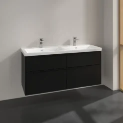 V&b subway 3.0 servantskap 127x57 f/dobbel servant volcano black håndtak i møbelets farge