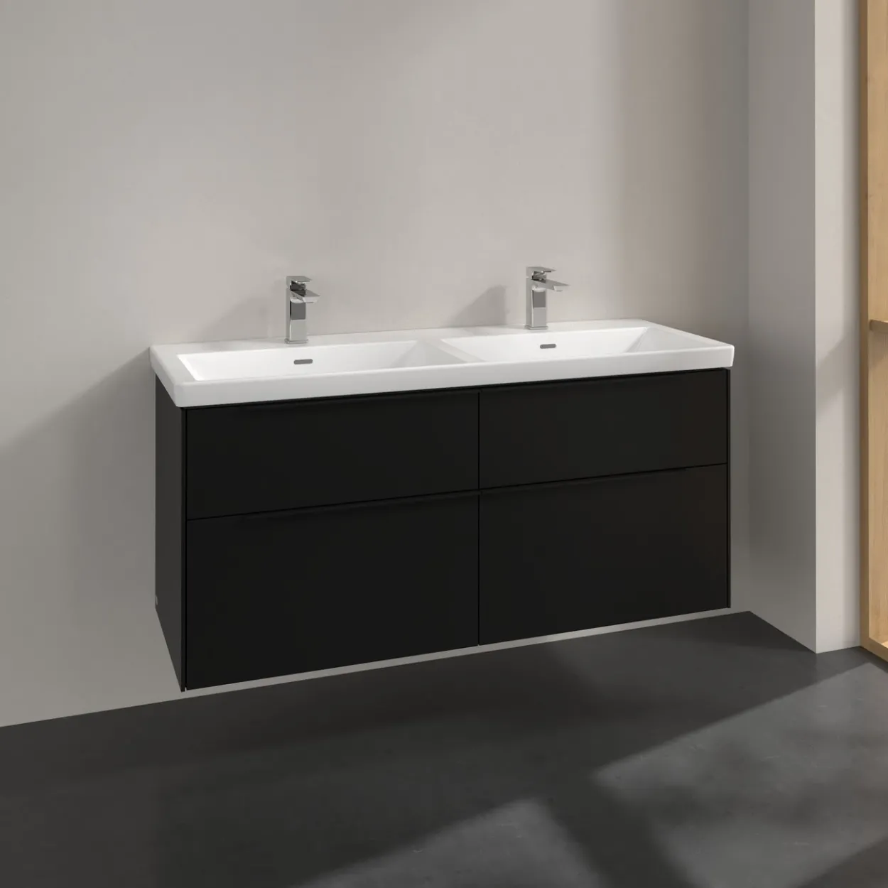 V&b subway 3.0 servantskap 127x57 f/dobbel servant volcano black håndtak i møbelets farge