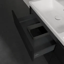 V&b subway 3.0 servantskap 127x57 f/dobbel servant volcano black håndtak i møbelets farge