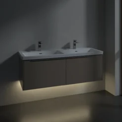 V&b subway 3.0 servantskap 127x42 f/dobbel servant volcano black m/lys håndtak i krom