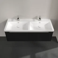 V&b subway 3.0 servantskap 127x42 f/dobbel servant volcano black m/lys håndtak i krom