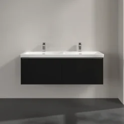 V&b subway 3.0 servantskap 127x42 f/dobbel servant volcano black m/lys håndtak i krom