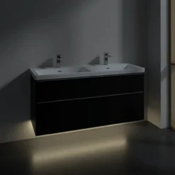 V&b subway 3.0 servantskap 127x57 f/dobbel servant volcano black m/lys håndtak i krom