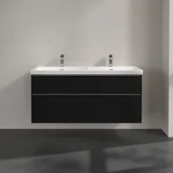 V&b subway 3.0 servantskap 127x57 f/dobbel servant volcano black m/lys håndtak i krom