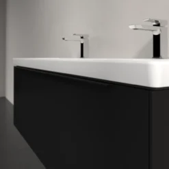 V&b subway 3.0 servantskap 127x42 f/dobbel servant volcano black m/lys håndtak i møbelets farge