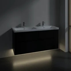 V&b subway 3.0 servantskap 127x57 f/dobbel servant volcano black m/lys håndtak i møbelets farge