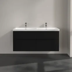 V&b subway 3.0 servantskap 127x57 f/dobbel servant volcano black m/lys håndtak i møbelets farge
