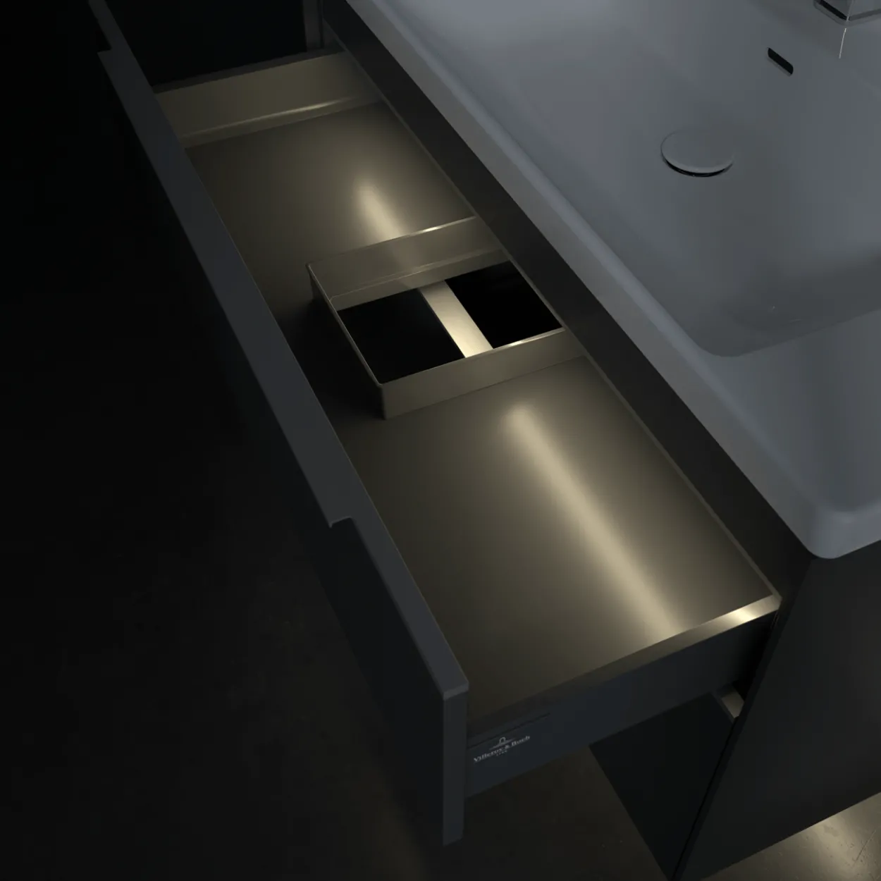 V&b subway 3.0 servantskap 97x57 graphite m/lys håndtak i krom