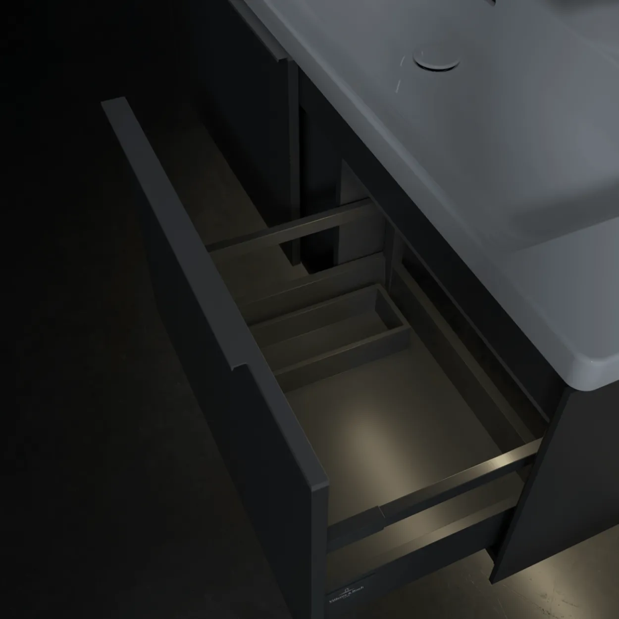 V&b subway 3.0 servantskap 127x42 graphite m/lys håndtak i krom