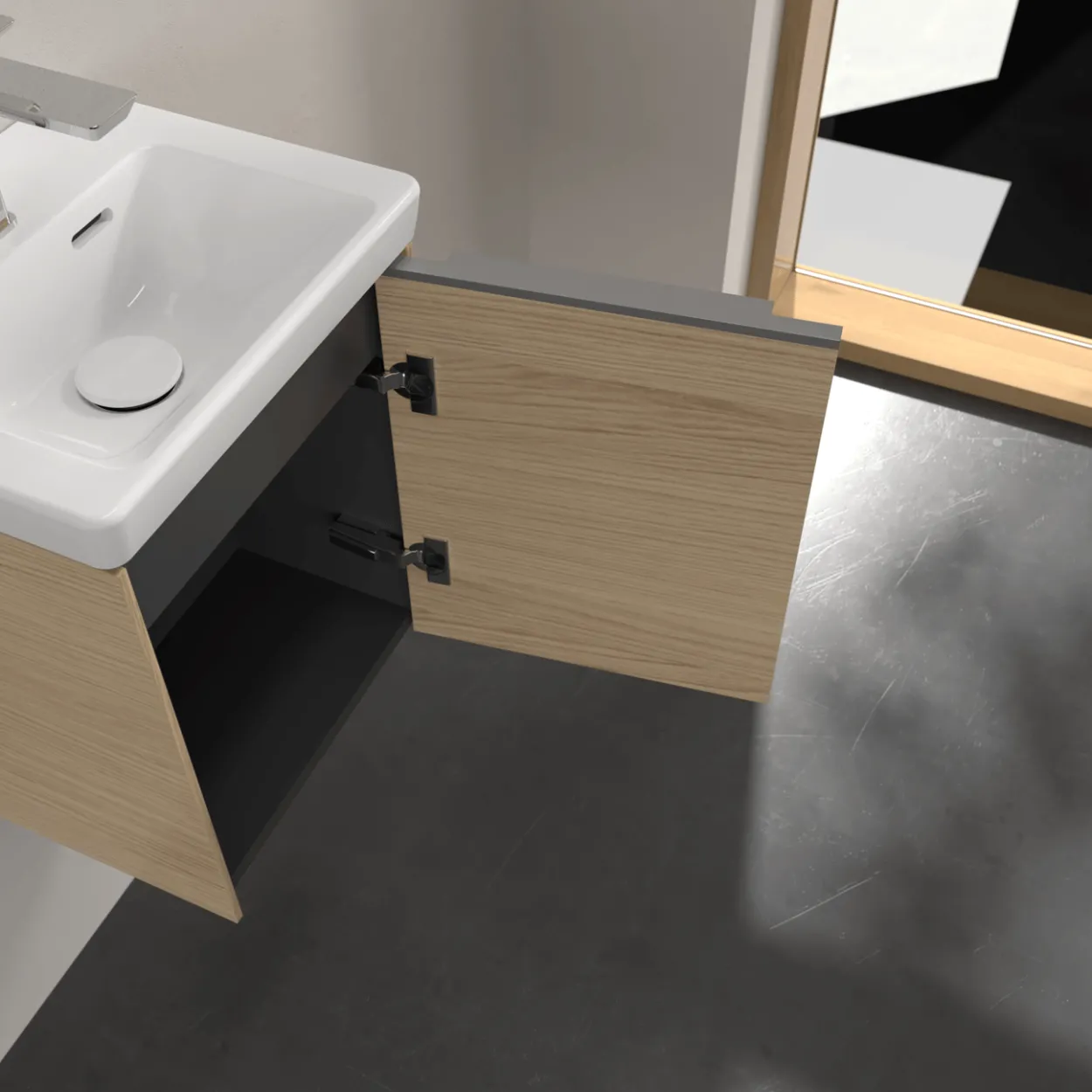 V&b subway 3.0 servantskap 35x42 høyre nordic oak håndtak i krom