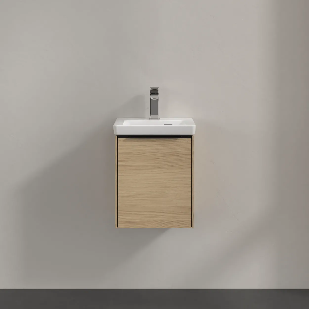 V&b subway 3.0 servantskap 35x42 høyre nordic oak håndtak i volcano black
