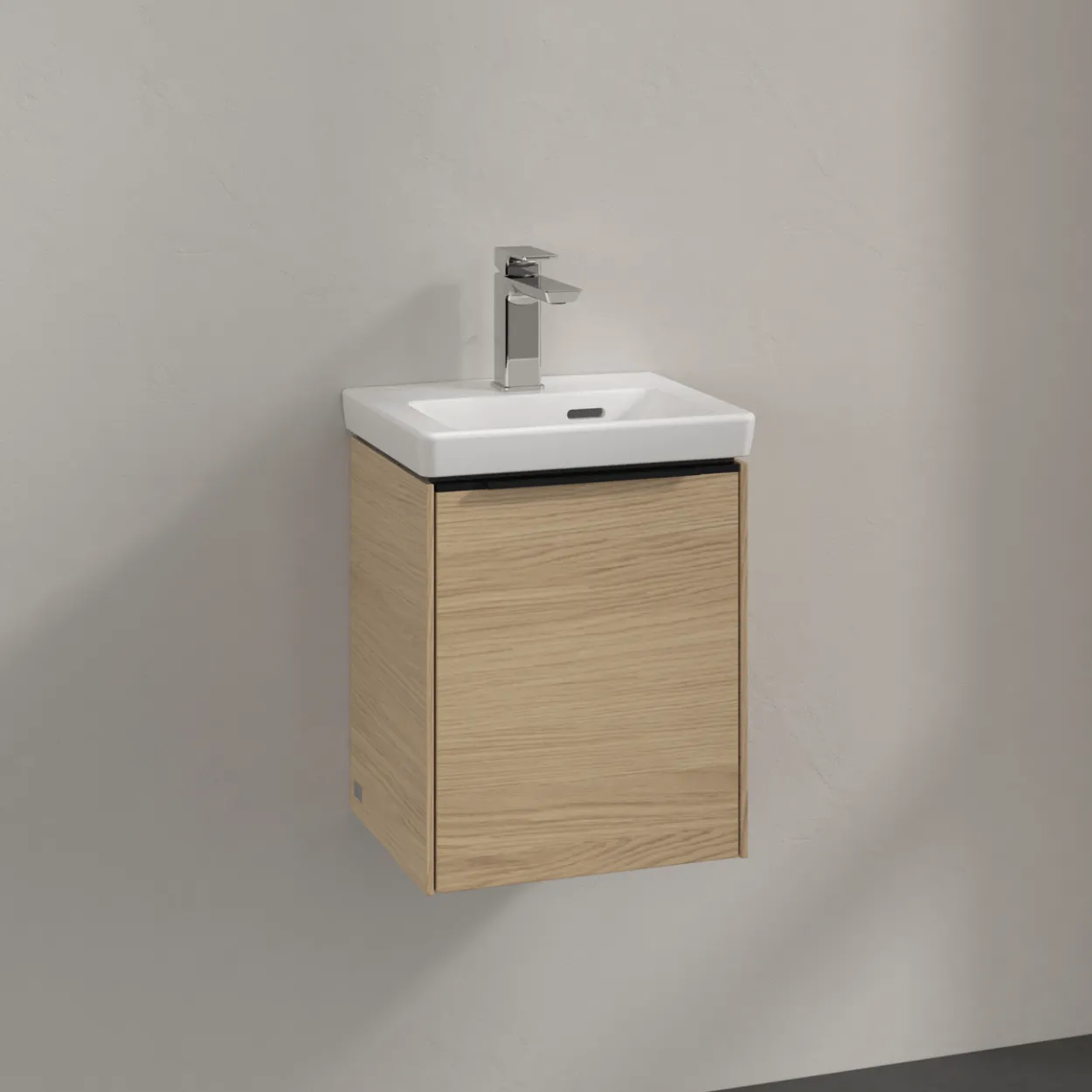 V&b subway 3.0 servantskap 35x42 høyre nordic oak håndtak i volcano black