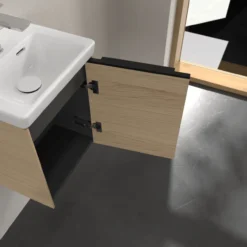 V&b subway 3.0 servantskap 35x42 høyre nordic oak håndtak i volcano black
