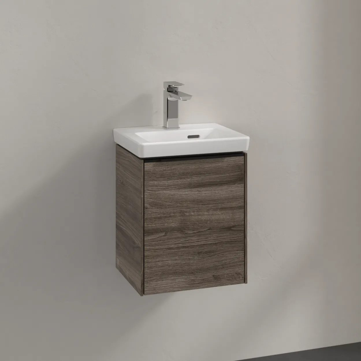 V&b subway 3.0 servantskap 35x42 høyre stone oak håndtak i volcano black