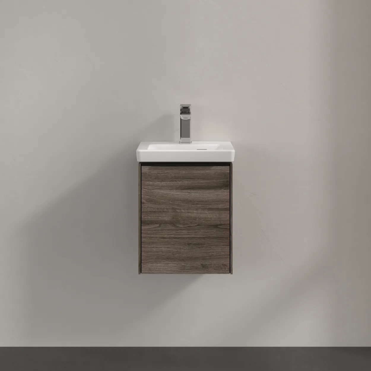 V&b subway 3.0 servantskap 35x42 høyre stone oak håndtak i volcano black