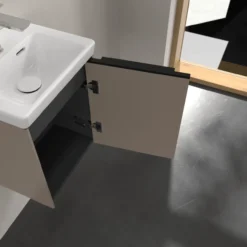 V&b subway 3.0 servantskap 35x42 høyre taupe håndtak i volcano black