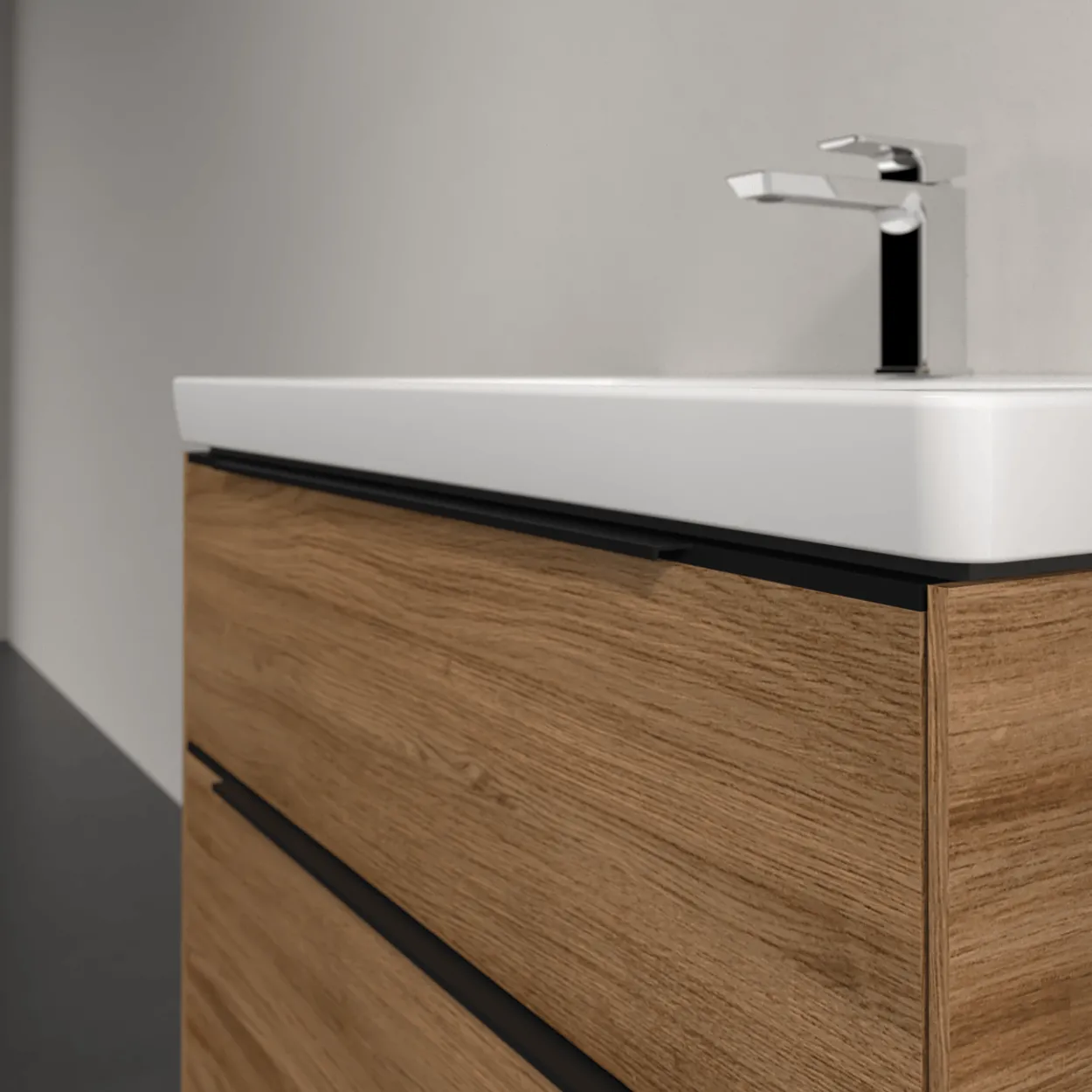 V&b subway 3.0 servantskap 77x57 kansas oak håndtak i volcano black