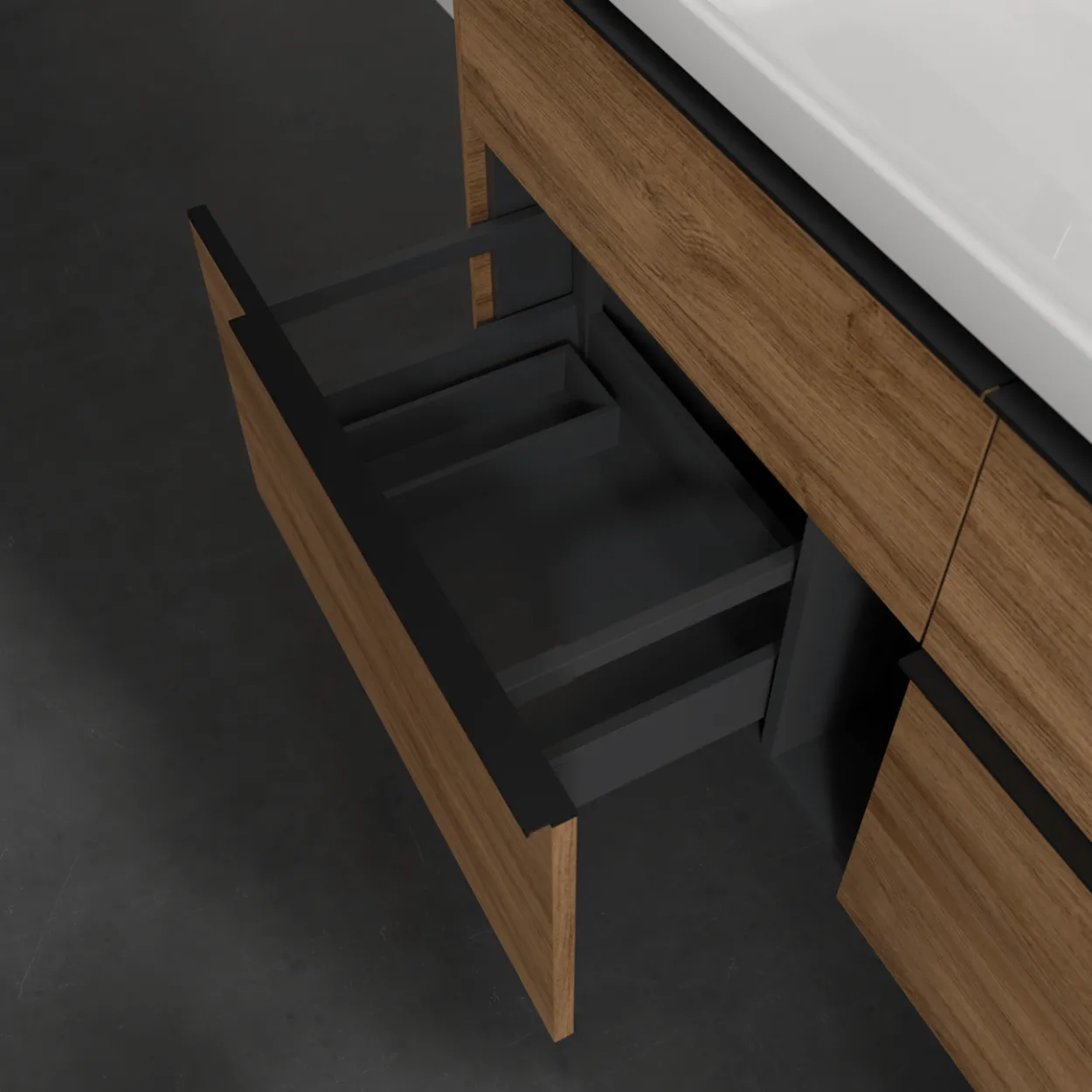 V&b subway 3.0 servantskap 127x57 kansas oak håndtak i volcano black