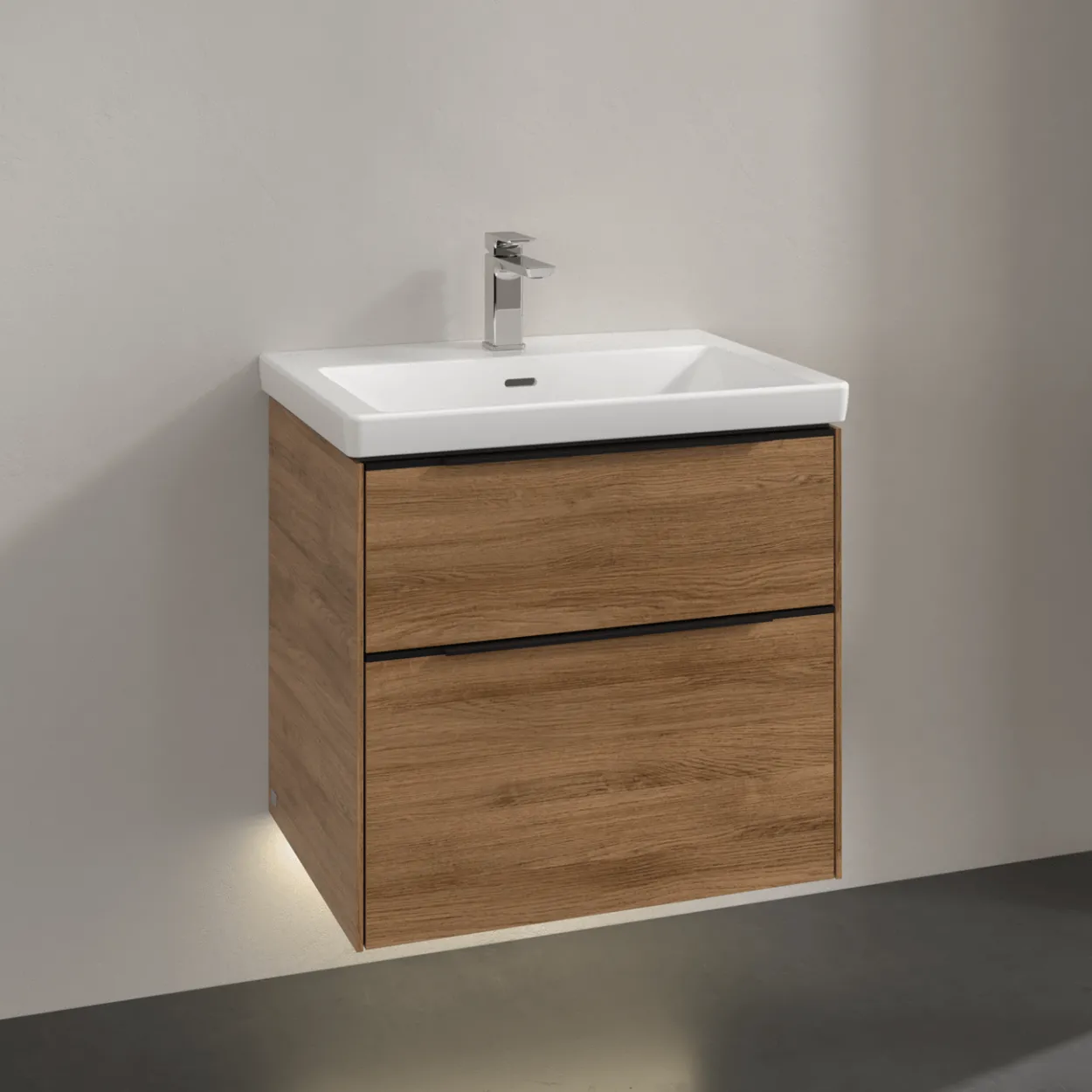 V&b subway 3.0 servantskap 62x57 kansas oak m/lys håndtak i volcano black