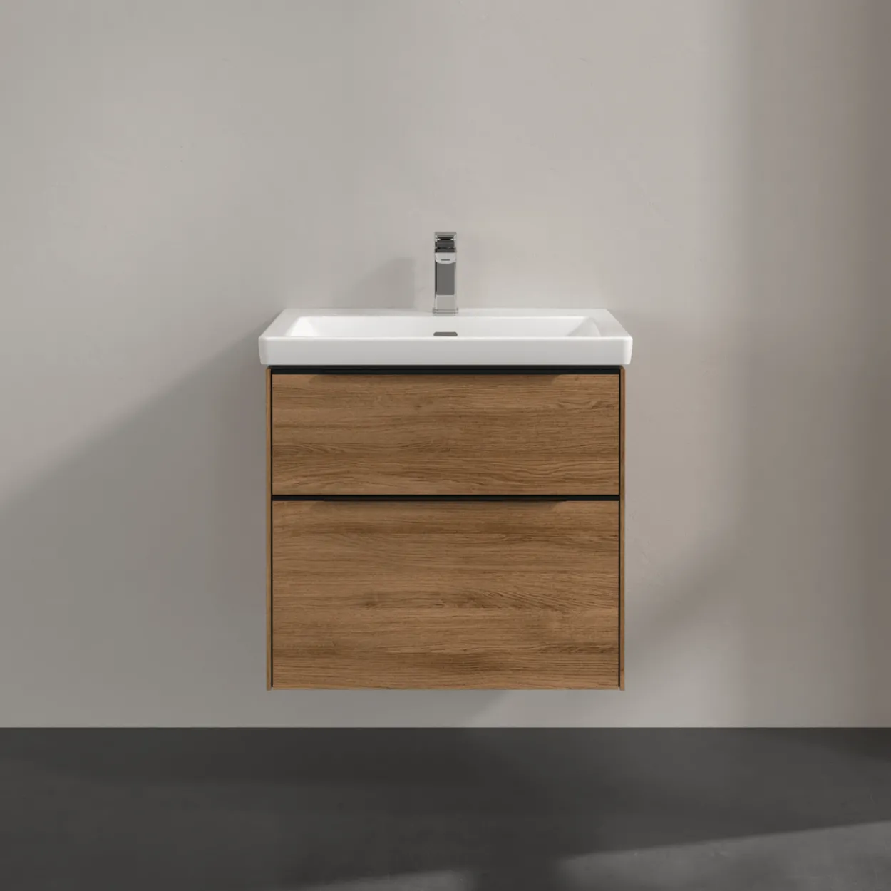 V&b subway 3.0 servantskap 62x57 kansas oak m/lys håndtak i volcano black