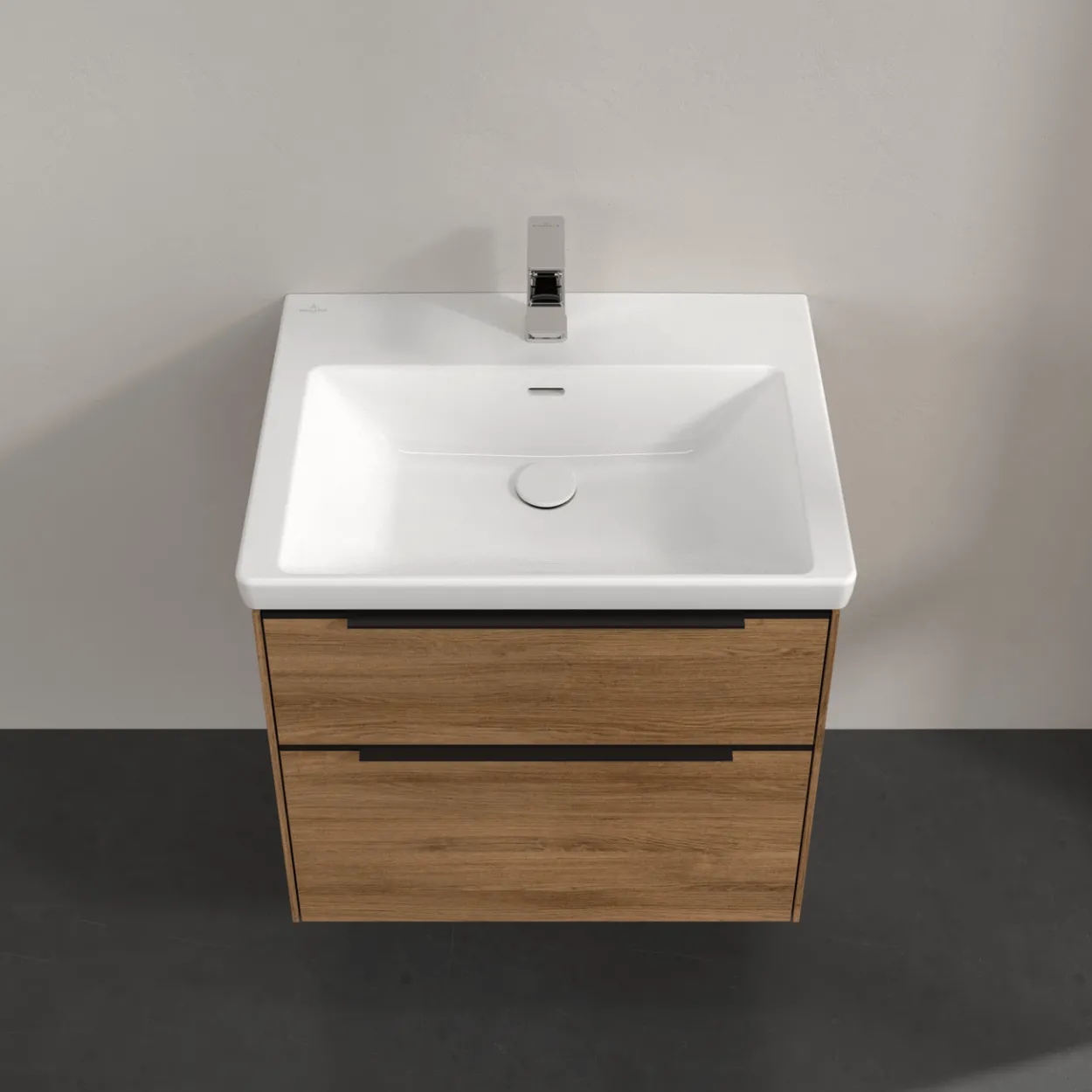 V&b subway 3.0 servantskap 62x57 kansas oak m/lys håndtak i volcano black
