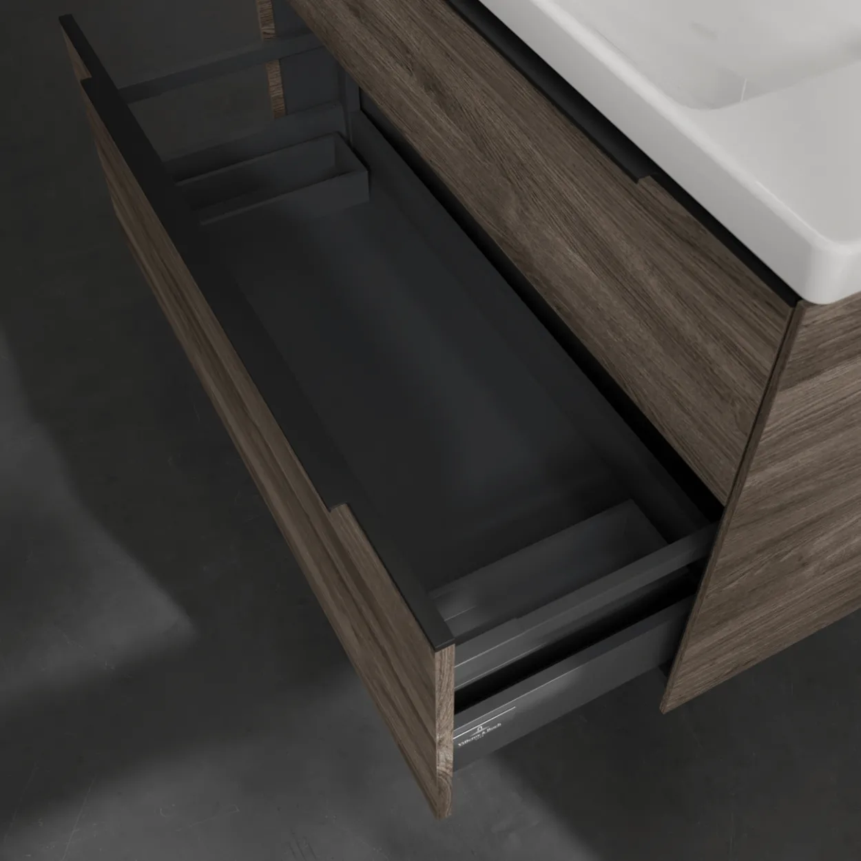 V&b subway 3.0 servantskap 97x57 kansas oak m/lys håndtak i volcano black