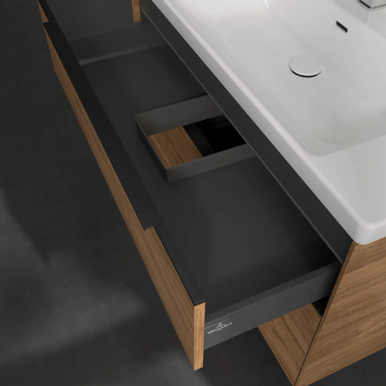 V&b subway 3.0 servantskap 97x57 kansas oak m/lys håndtak i volcano black