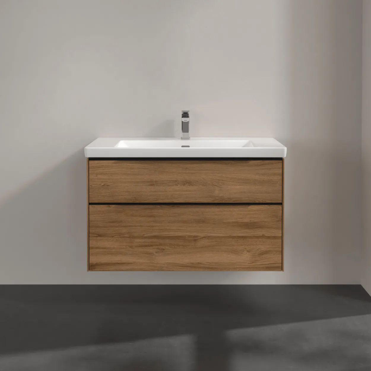 V&b subway 3.0 servantskap 97x57 kansas oak m/lys håndtak i volcano black