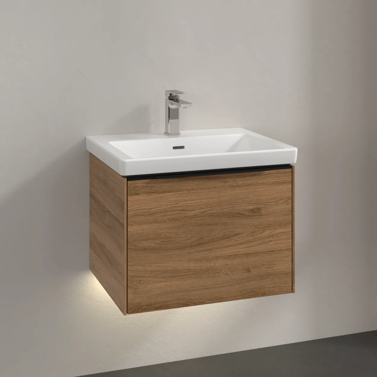 V&b subway 3.0 servantskap 57x42 kansas oak m/lys håndtak i volcano black