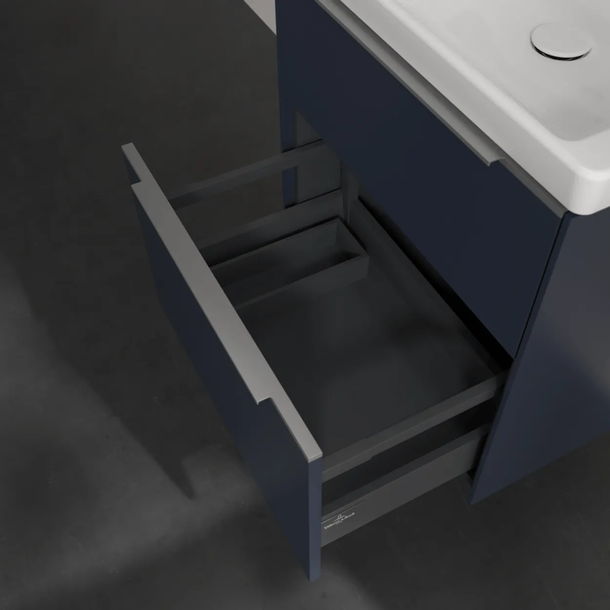 V&b subway 3.0 servantskap 57x47 marine blue håndtak i krom