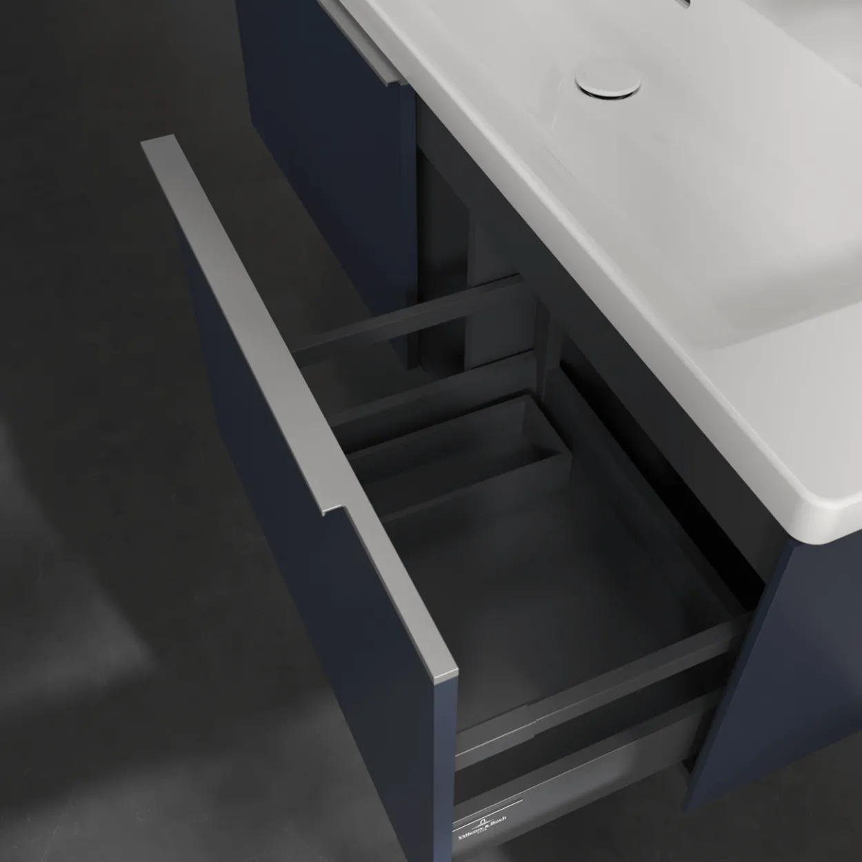 V&b subway 3.0 servantskap 127x42 marine blue håndtak i krom