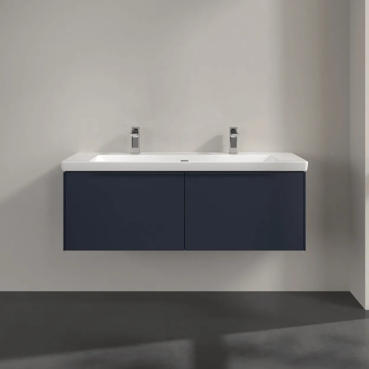 V&b subway 3.0 servantskap 127x42 marine blue håndtak i møbelets farge