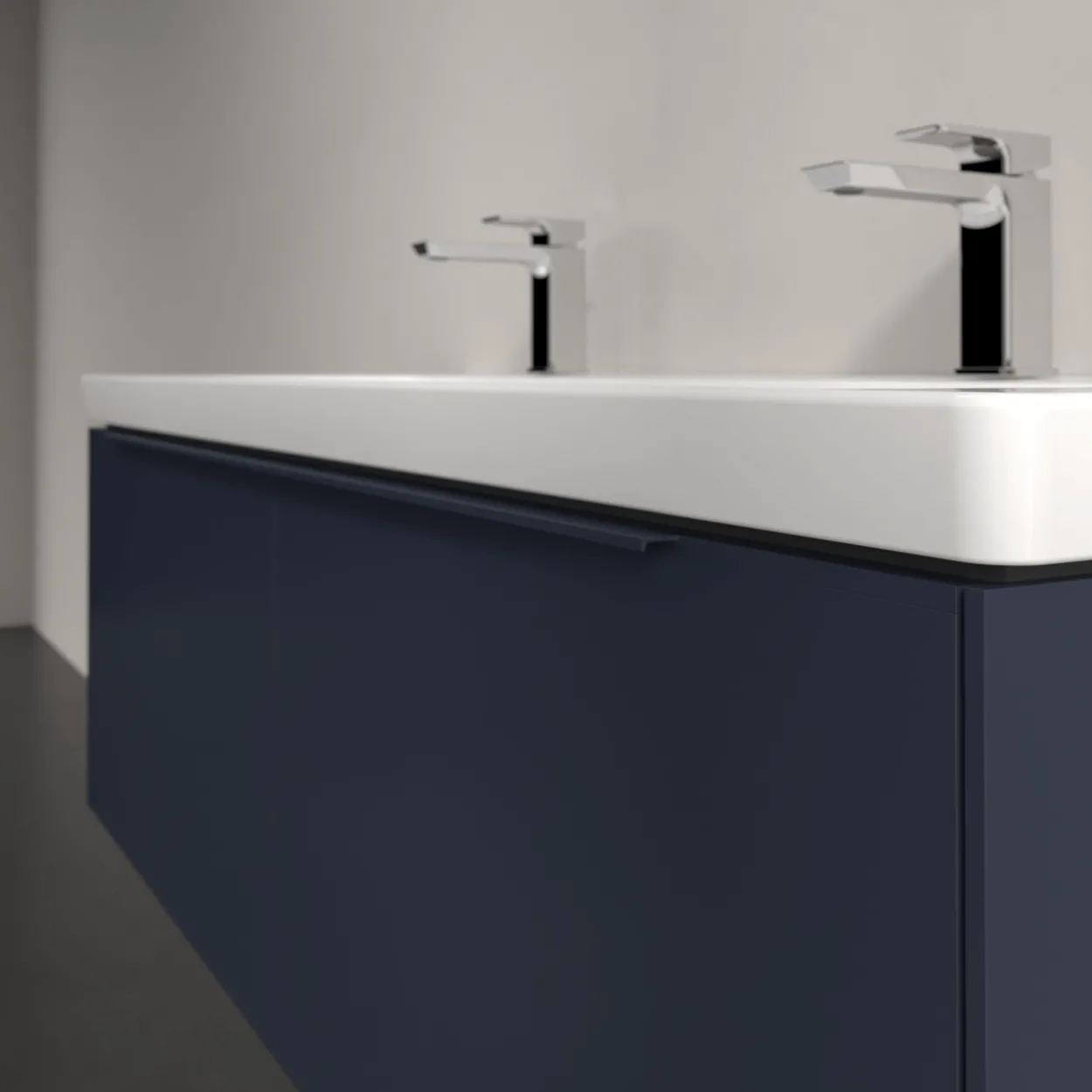 V&b subway 3.0 servantskap 127x42 marine blue håndtak i møbelets farge