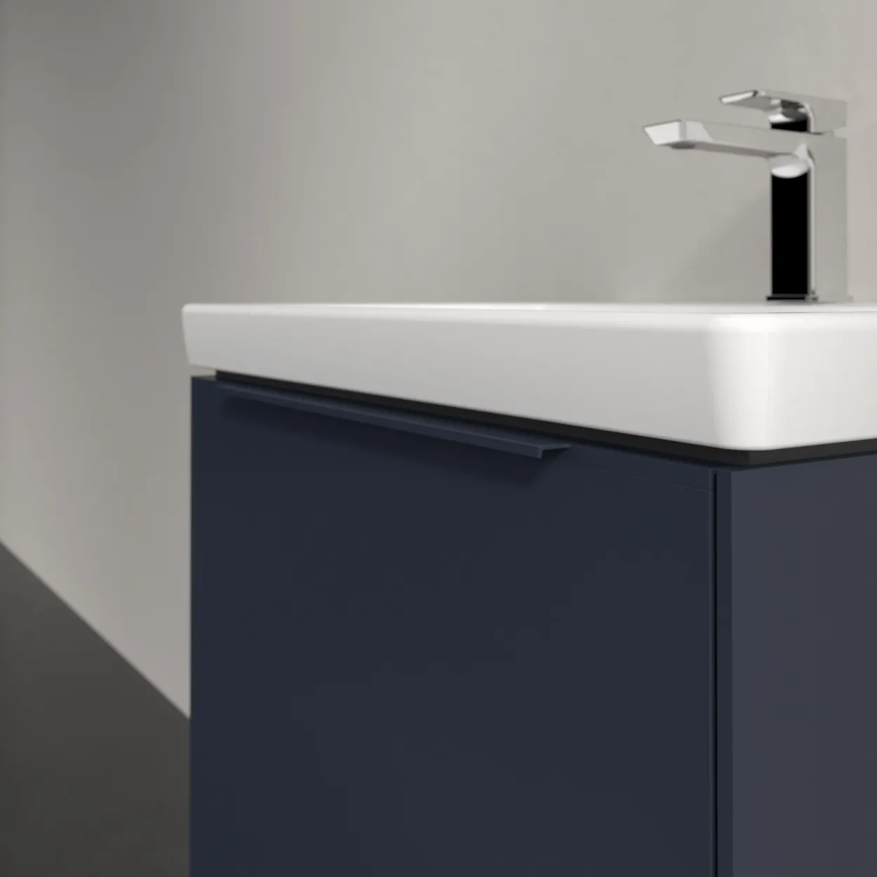 V&b subway 3.0 servantskap 57x42 marine blue håndtak i møbelets farge