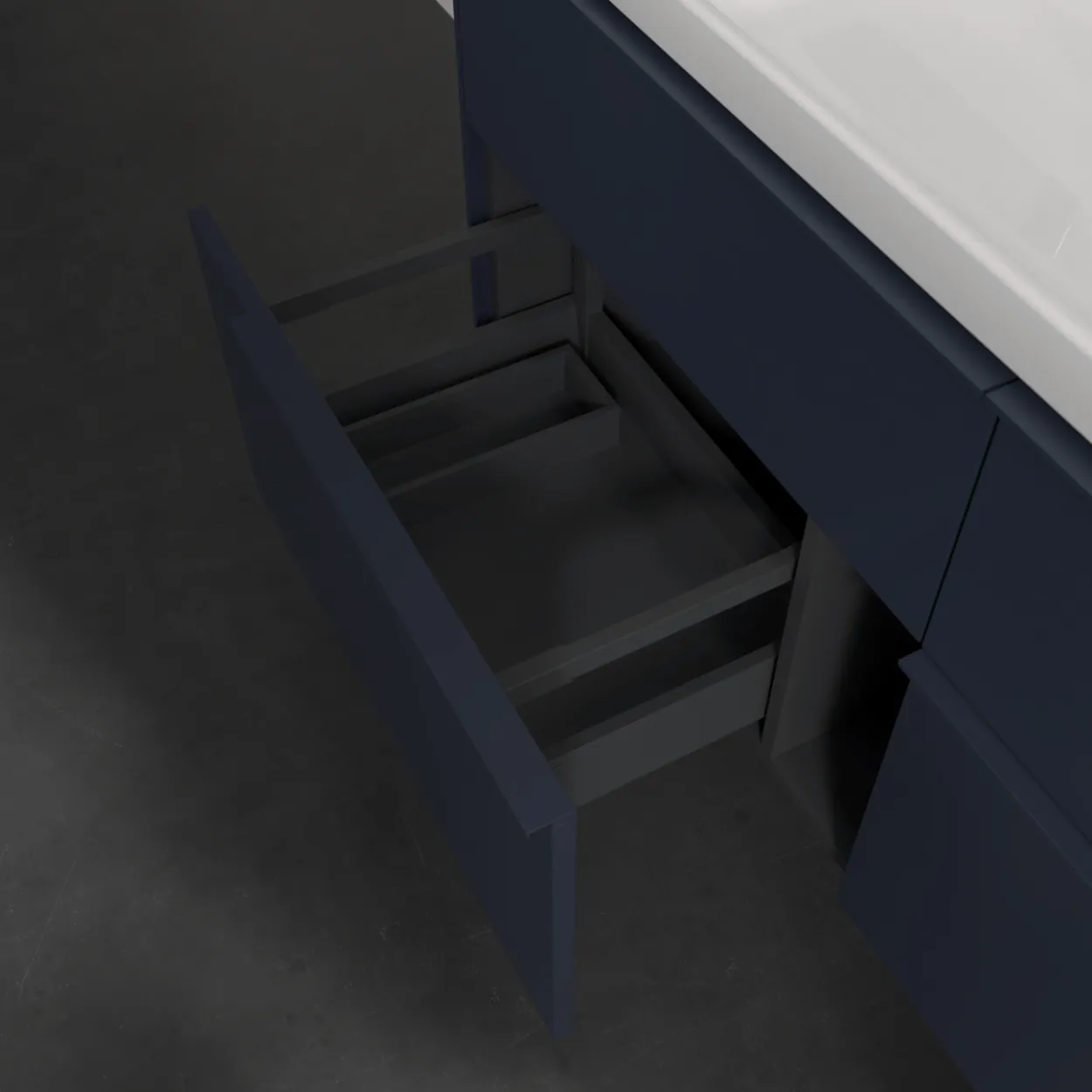 V&b subway 3.0 servantskap 127x57 marine blue håndtak i møbelets farge