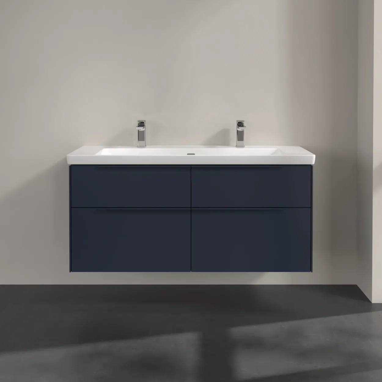 V&b subway 3.0 servantskap 127x57 marine blue håndtak i møbelets farge