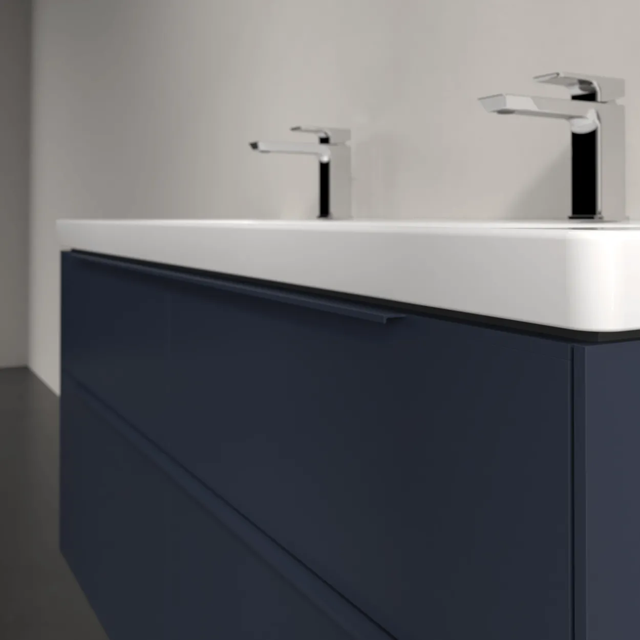V&b subway 3.0 servantskap 127x57 marine blue håndtak i møbelets farge
