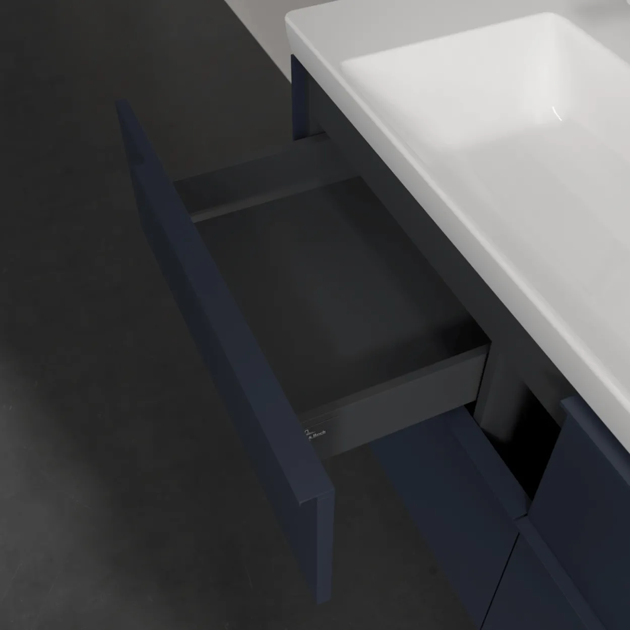 V&b subway 3.0 servantskap 127x57 marine blue håndtak i møbelets farge