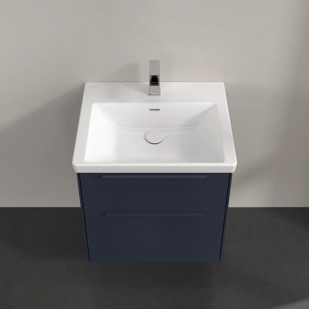 V&b subway 3.0 servantskap 57x47 marine blue håndtak i møbelets farge