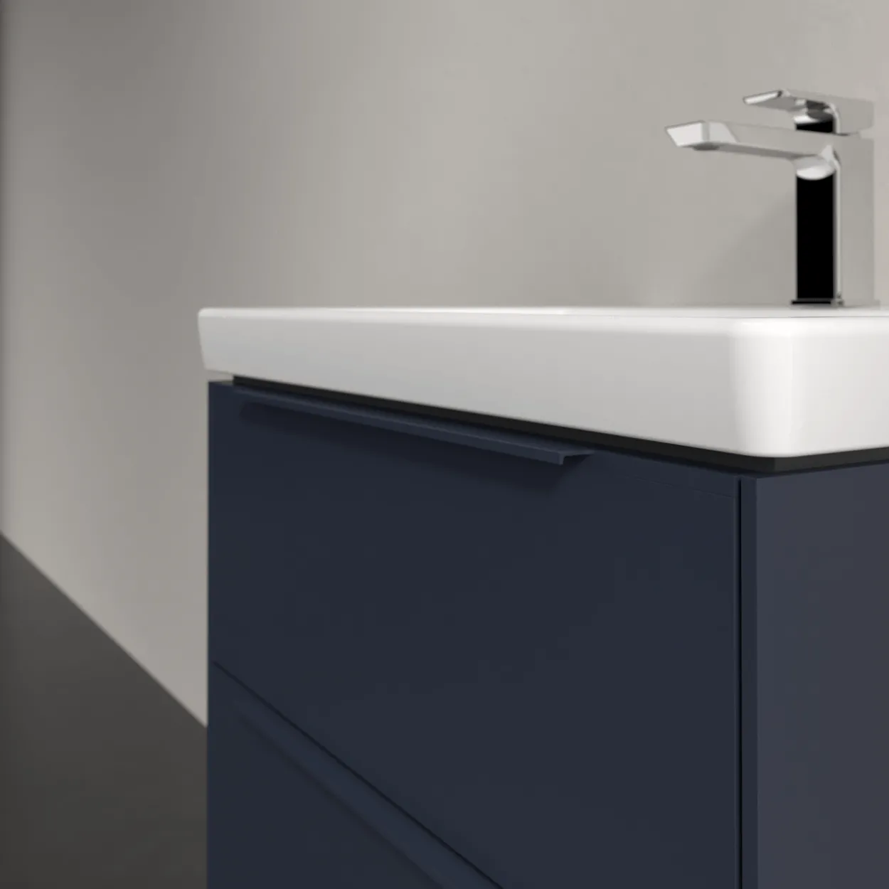 V&b subway 3.0 servantskap 57x47 marine blue håndtak i møbelets farge